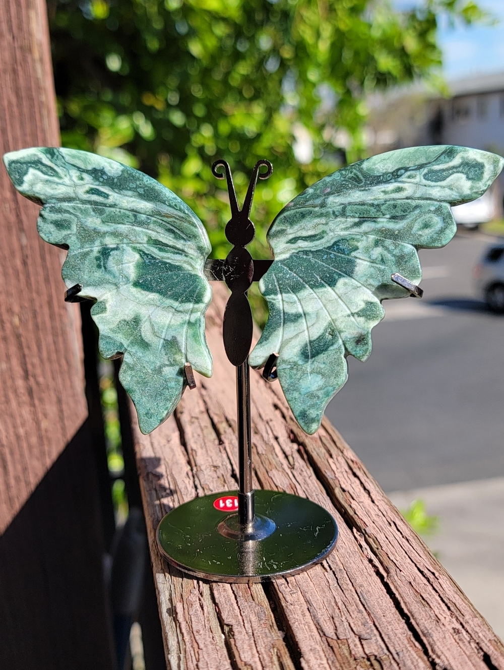 (C) NEW 5" x 4.5" UNICORN JASPER WINGS ON STAND
